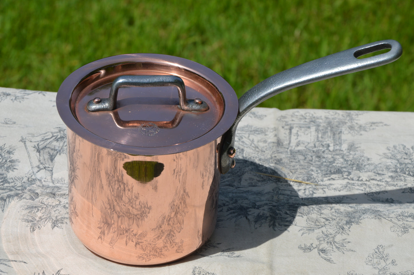 Vintage G Leclerc Pinsac French Copper Pan Patisserie Milk Bain Marie Sauce Tall 2.5mm Refurbished New Artisan Hand Wiped Tin