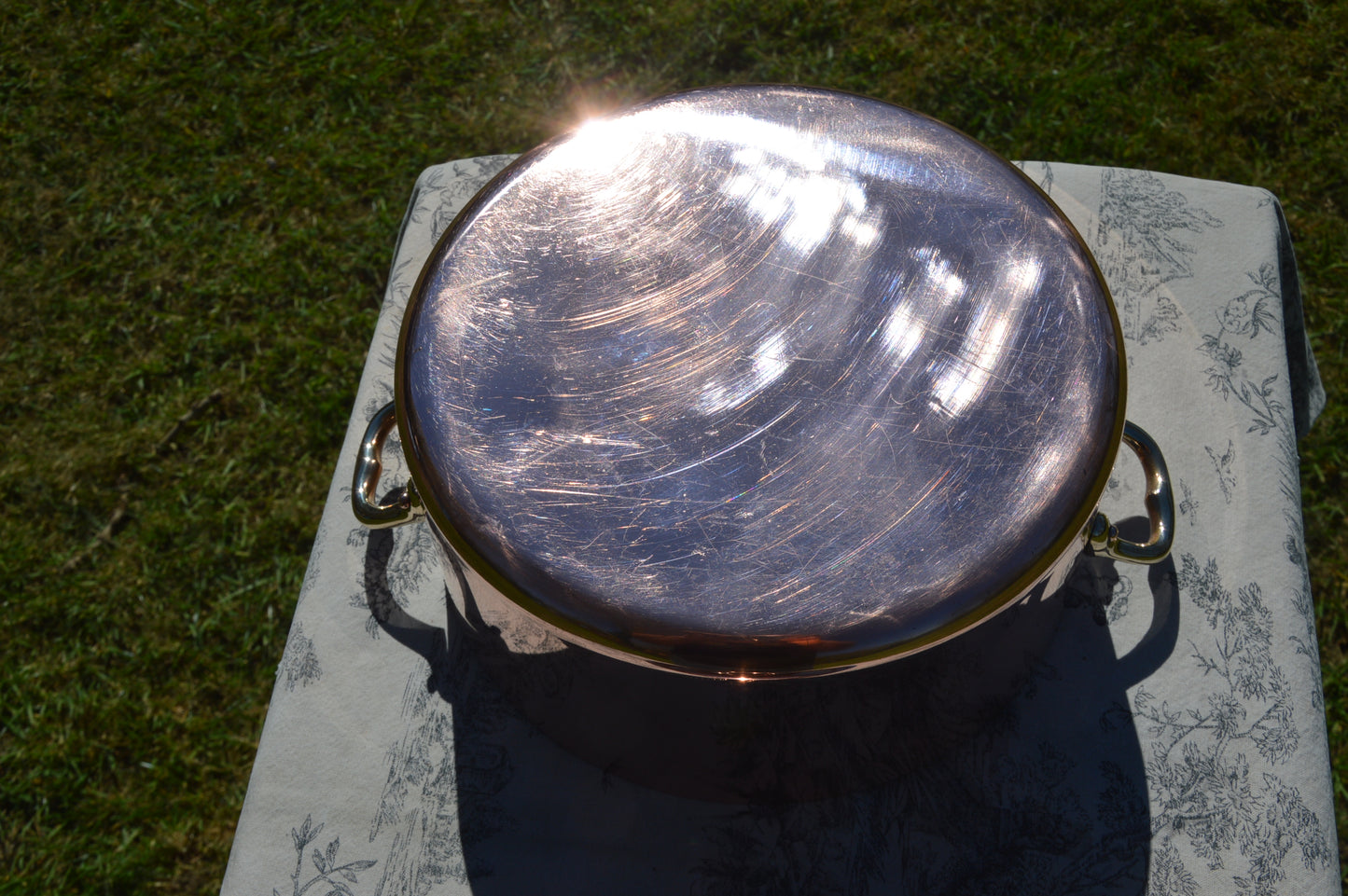 Vintage Copper Bassine à ragoût Casserole New Tin Made 24cm 9 1/2 Inch Vintage Copper Pot Dutch Oven Lid 2mm Round Big Pot