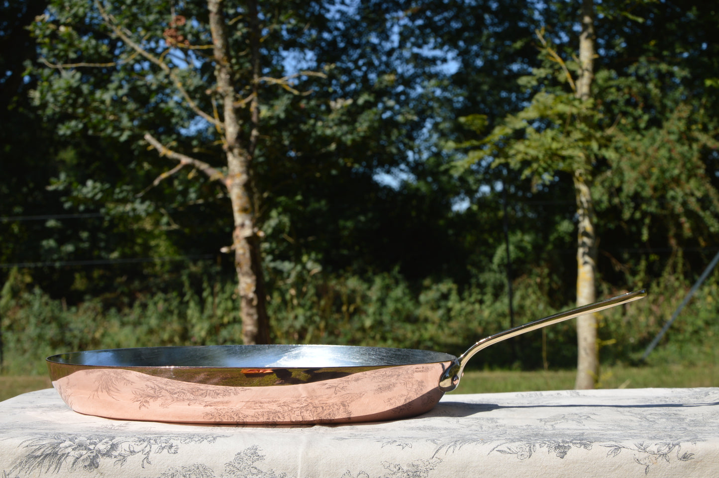 French Copper Skillet 1.4mm Rim 2mm Base Frying Fish Saute Pan Made in France Cooking Kitchen Decor Fry 35cm 14" Professional