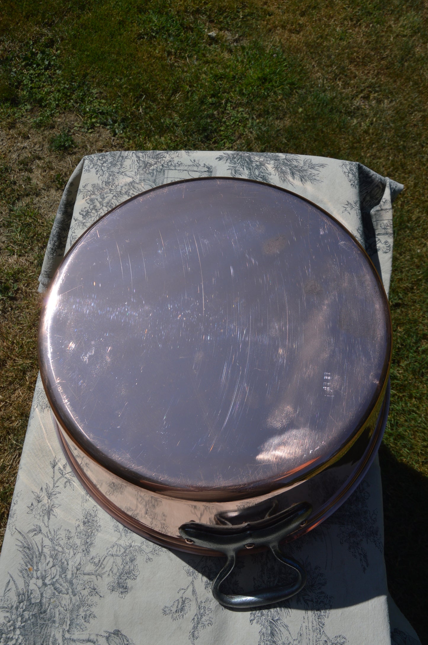Jam Pan Antique Copper Professional Jelly Pan 37.5cm Thick 1.8mm 3.9 kilos 8 lbs 10.4 oz Copper Cast Iron Handles