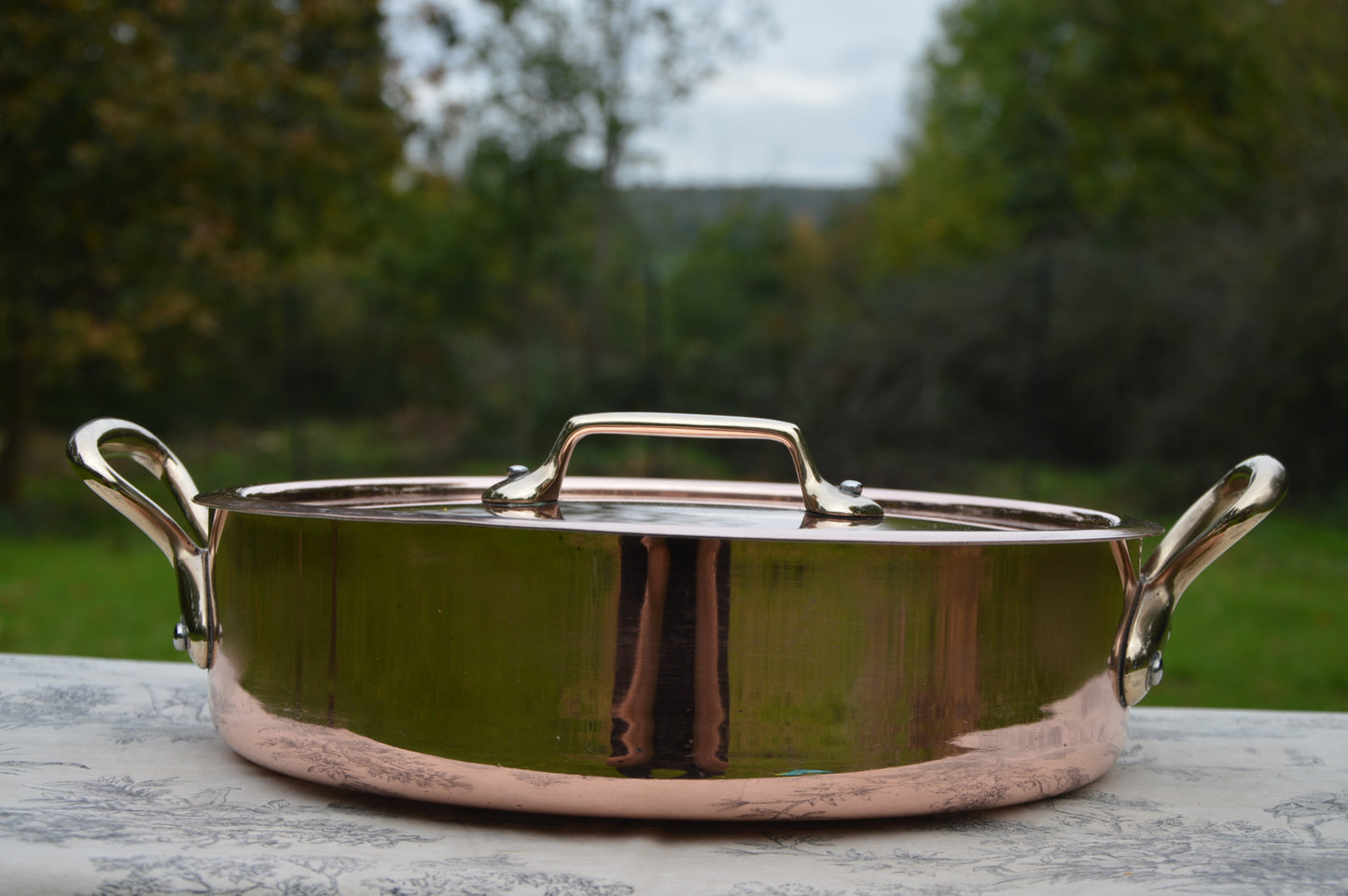 Rondeau French Vintage 3.5mm Copper Factory Nickel 28cm Rondeau Pot Faitout Good Size Saute Pan Villedieu France Stamped