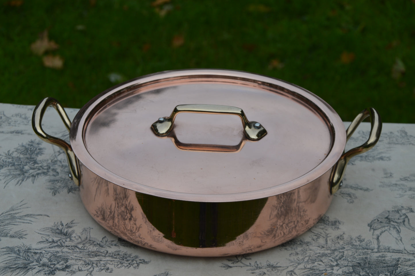 Rondeau French Vintage 3.5mm Copper Factory Nickel 28cm Rondeau Pot Faitout Good Size Saute Pan Villedieu France Stamped