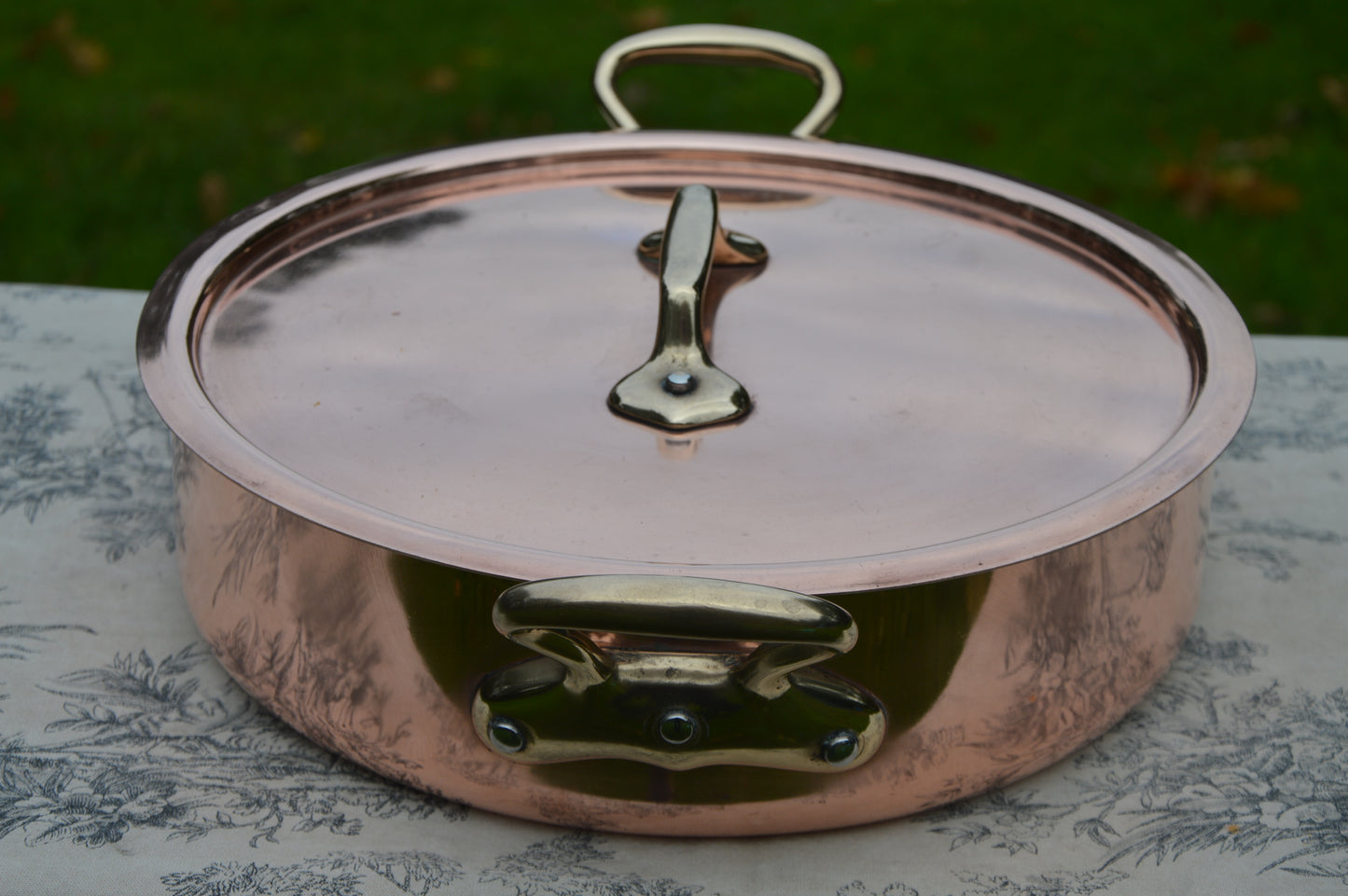 Rondeau French Vintage 3.5mm Copper Factory Nickel 28cm Rondeau Pot Faitout Good Size Saute Pan Villedieu France Stamped