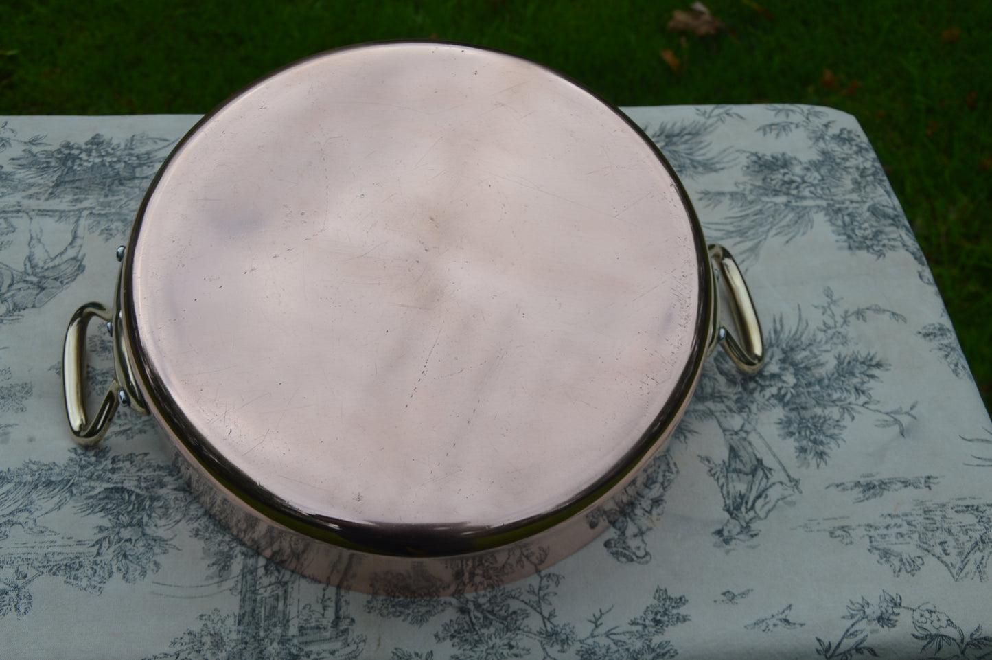 Rondeau French Vintage 3.5mm Copper Factory Nickel 28cm Rondeau Pot Faitout Good Size Saute Pan Villedieu France Stamped
