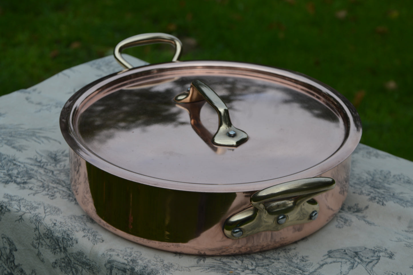 Rondeau French Vintage 3.5mm Copper Factory Nickel 28cm Rondeau Pot Faitout Good Size Saute Pan Villedieu France Stamped