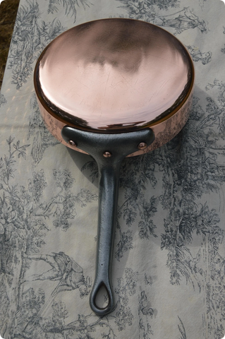 Vintage Copper Sauté Pan: 2.7mm French Chef Pan, Re-Tinned, 8 inch 20cm
