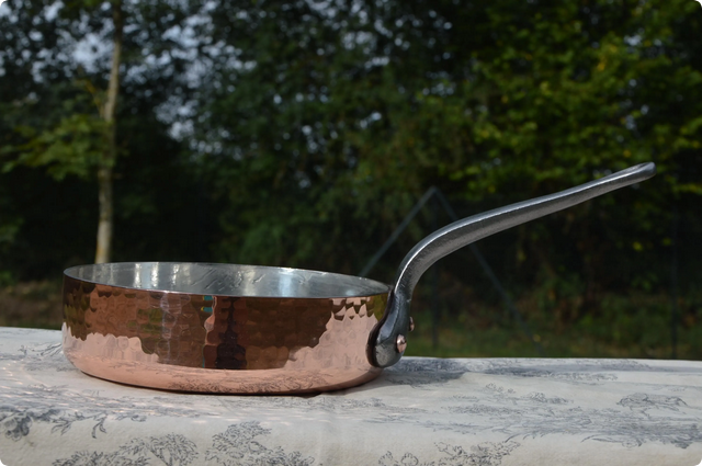 Vintage Copper Sauté Pan: 2.7mm French Chef Pan, Re-Tinned, 8 inch 20cm