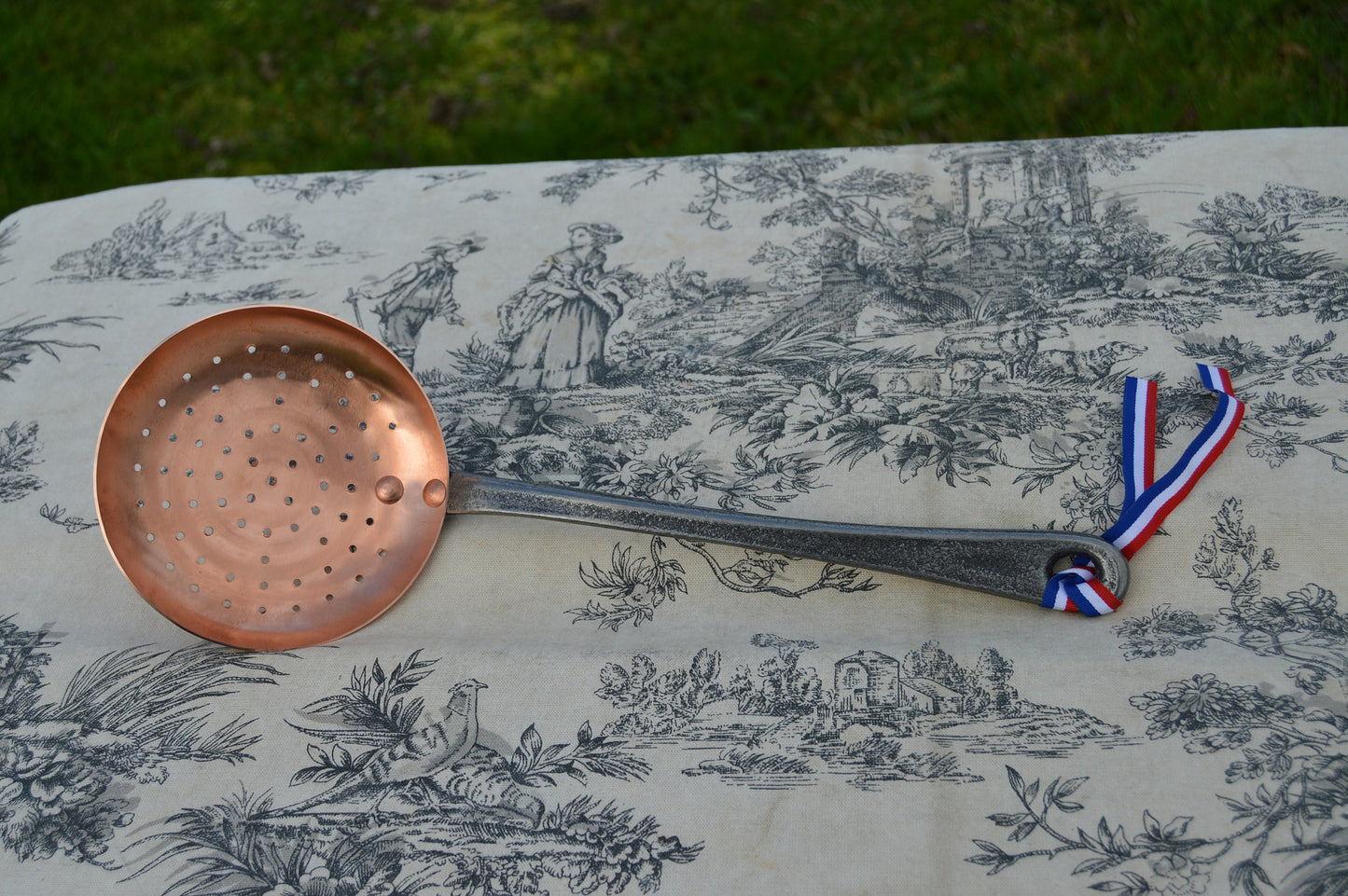 Normandy Kitchen Copper Ecumoire: French Jam Jelly Skimmer with Cast Iron Handle