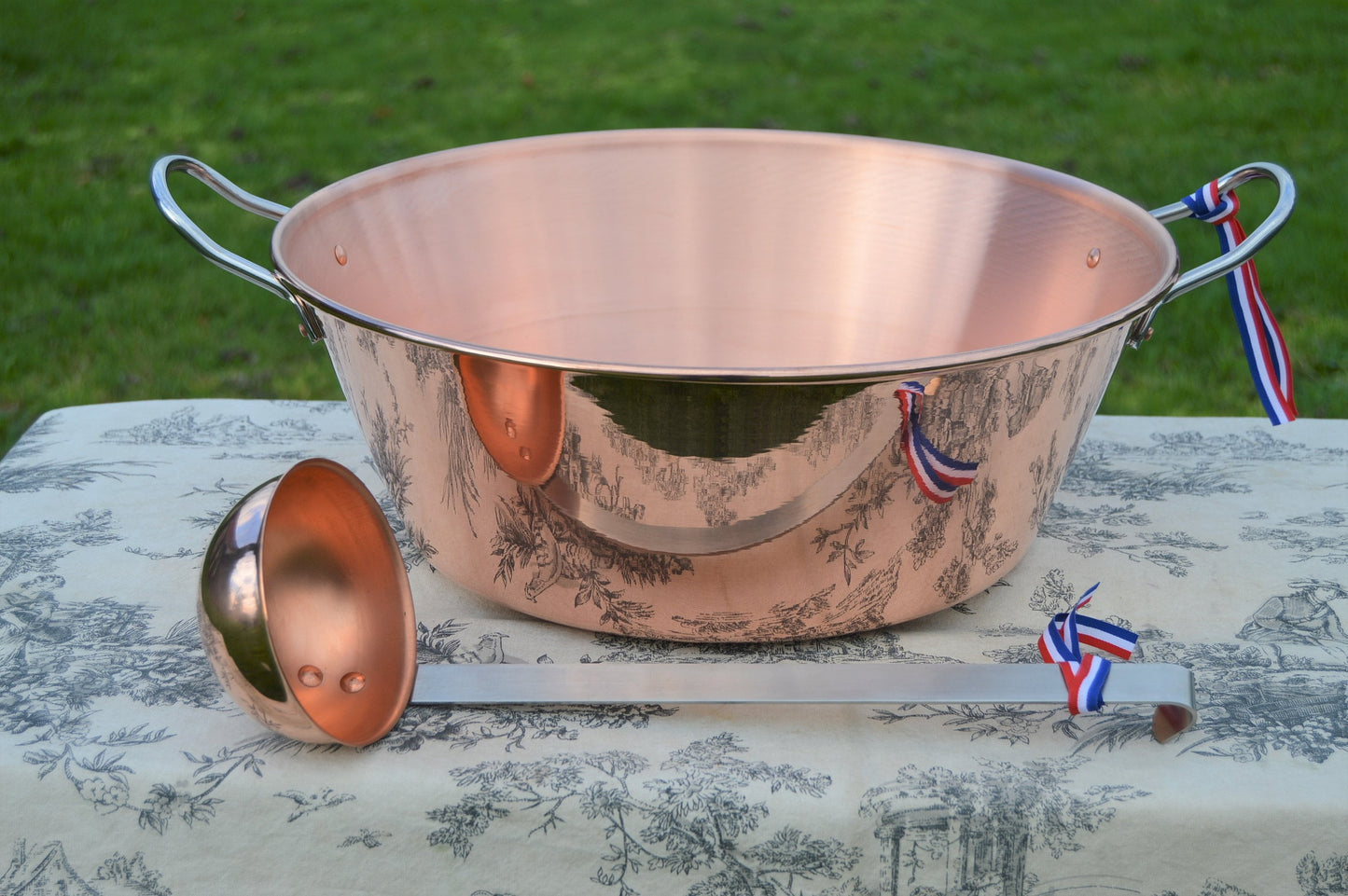 New NKC 38 cm Copper Jam Pan from Normandy Kitchen Copper Jam Jelly Pan 38cm 15 Inch Rolled Top Stainless Handles Ladle New Normandy Kitchen