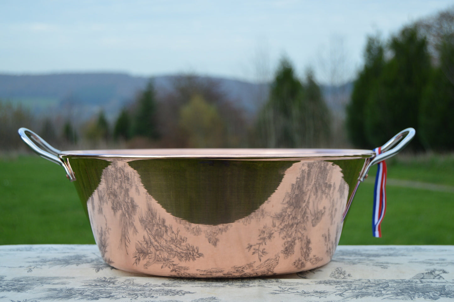 New NKC 38 cm Copper Jam Pan from Normandy Kitchen Copper Jam Jelly Pan 38cm 15 Inch Rolled Top Stainless Handles Ladle New Normandy Kitchen