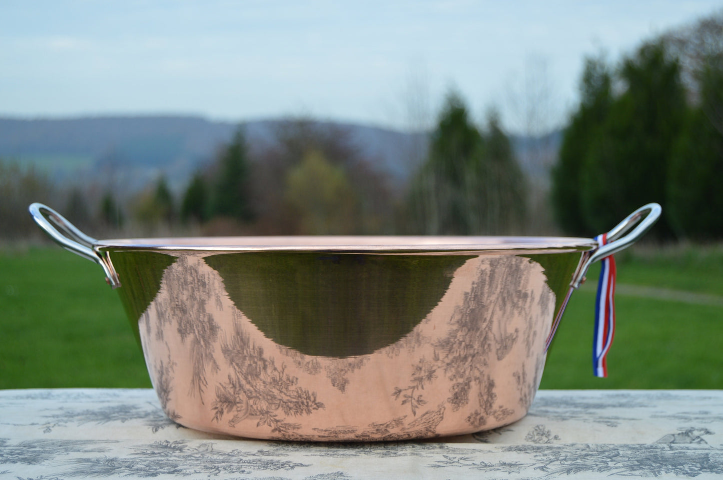 Normandy Kitchen Copper Jam Pan with Ladle: 38cm French Preserve Pot