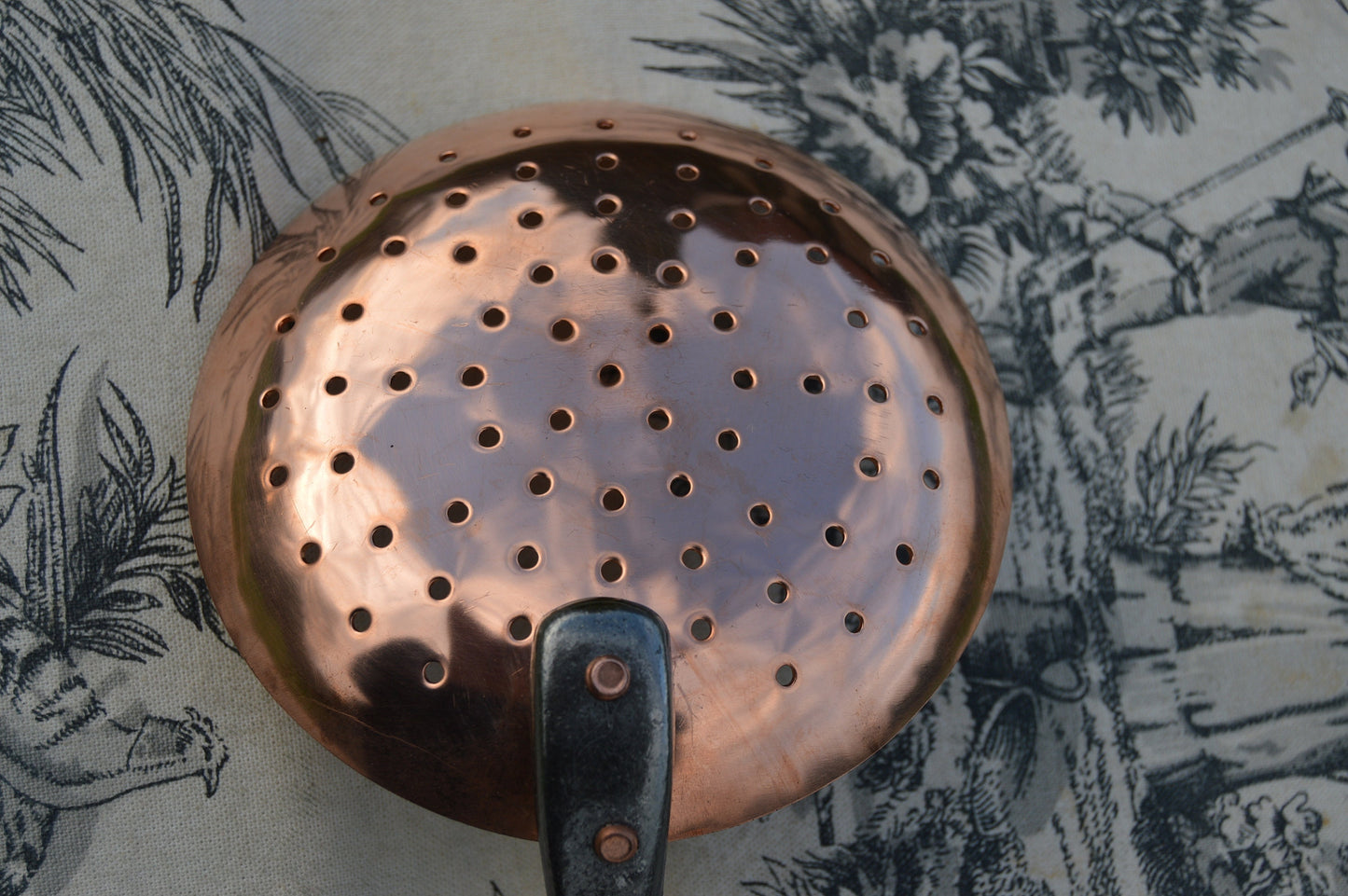 Normandy Kitchen Copper Ecumoire: French Jam Jelly Skimmer with Cast Iron Handle