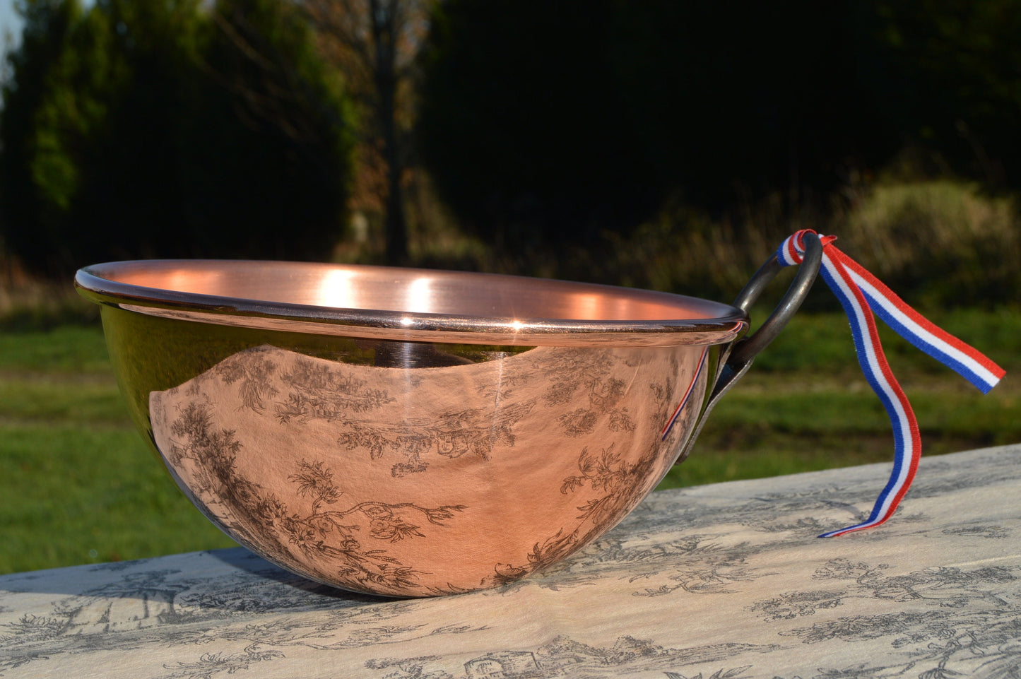 Nouveau bol à mélanger en cuivre NKC 20 cm 8 » Cul de Poule Normandie Cuisine Bol en cuivre Nouveau cuivre de fabrication traditionnelle 20 cm 1,2 mm Poignée en anneau de fer fixe