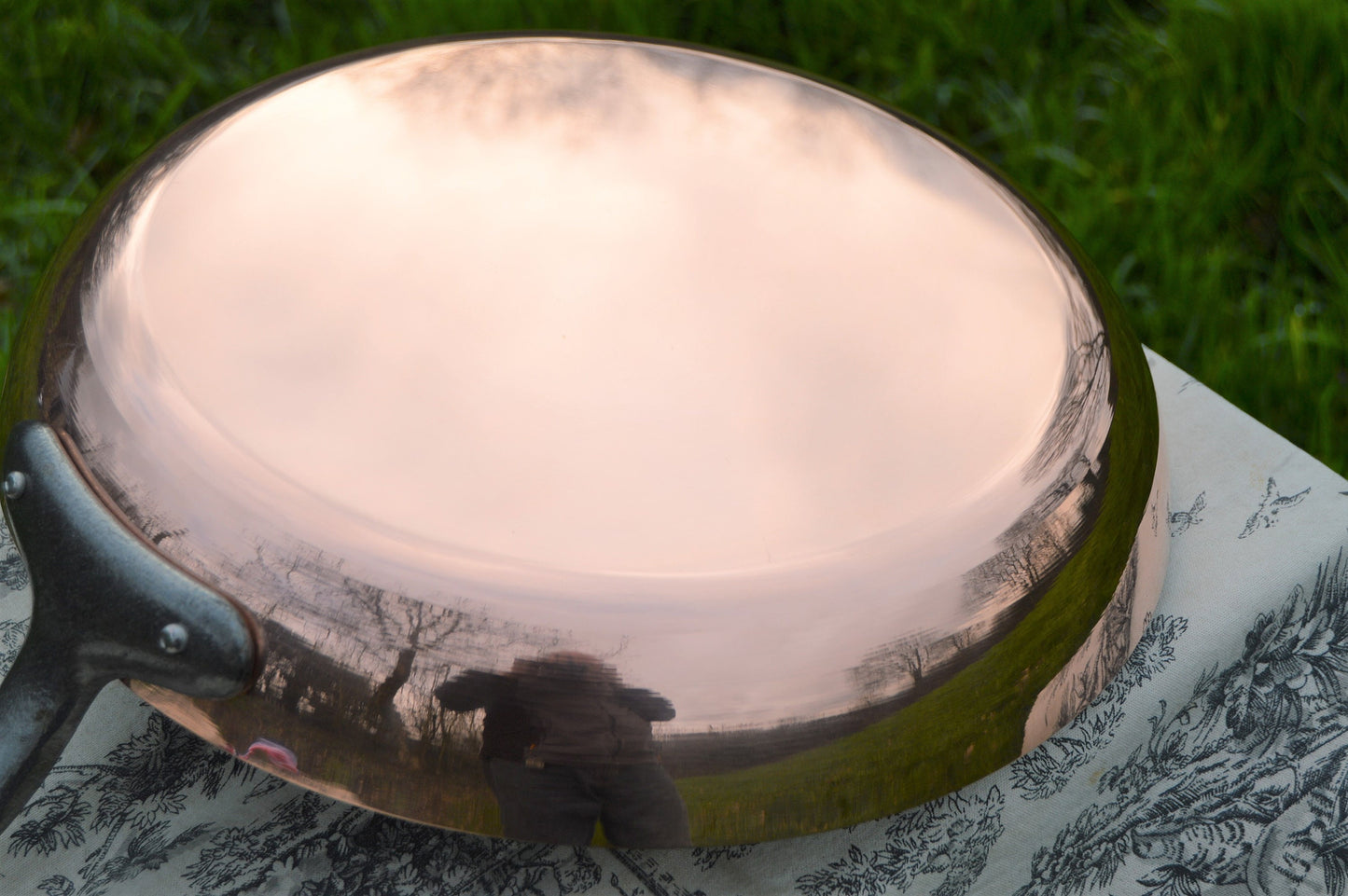 Large Copper Fry Pan: Tin-Lined Normandy Kitchen Skillet