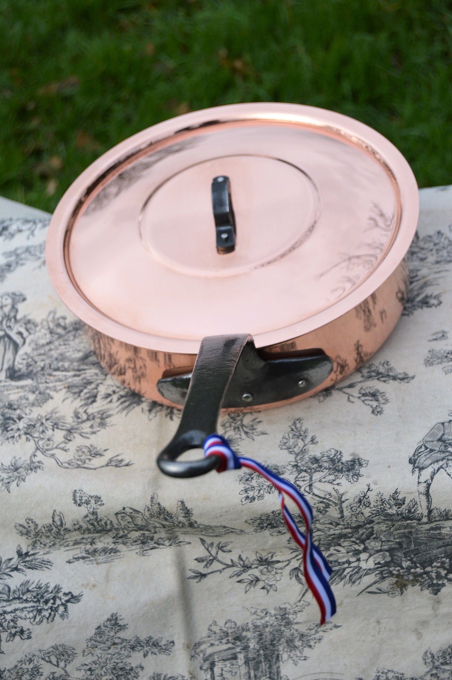 Big Saute New NKC 24cm Copper Saute Pan Lid Traditionally Made Professional Normandy Kitchen Saute Fry Pan 9 1/2" Tin Lined Kitchen Copper