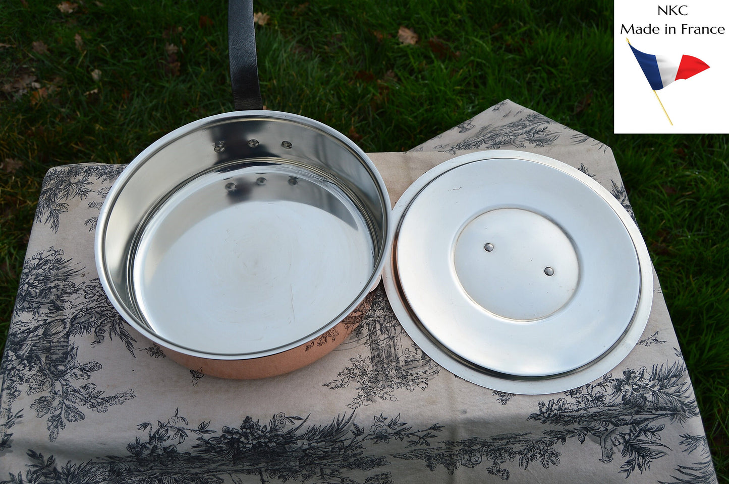 New NKC Copper Sauté Pan with Lid: Tin-Lined Normandy Kitchen, 8 inch