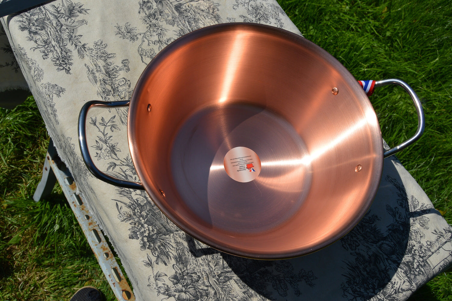 New NKC 28 cm Copper Jam Pan + Ladle + Ecumoire Skimmer Normandy Kitchen Copper Jam Jelly Pan 11" Rolled Top Stainless Steel Handles 28cm