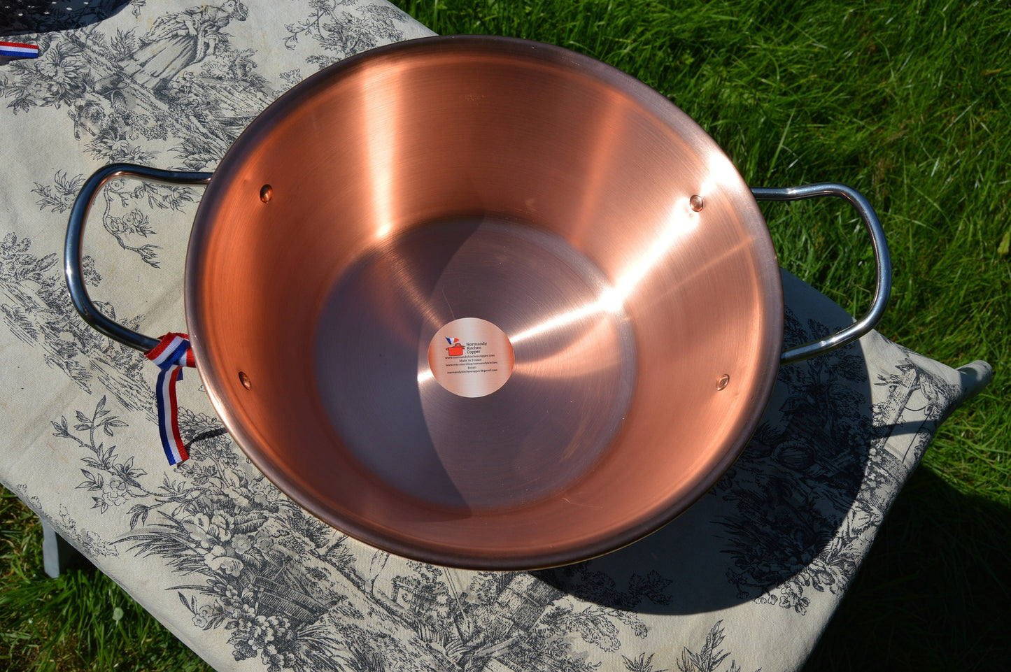 New NKC 28 cm Copper Jam Pan + Ecumoire Skimmer Normandy Kitchen Copper Jam Jelly Pan 11" Rolled Top Stainless Steel Handles New NKC 28cm