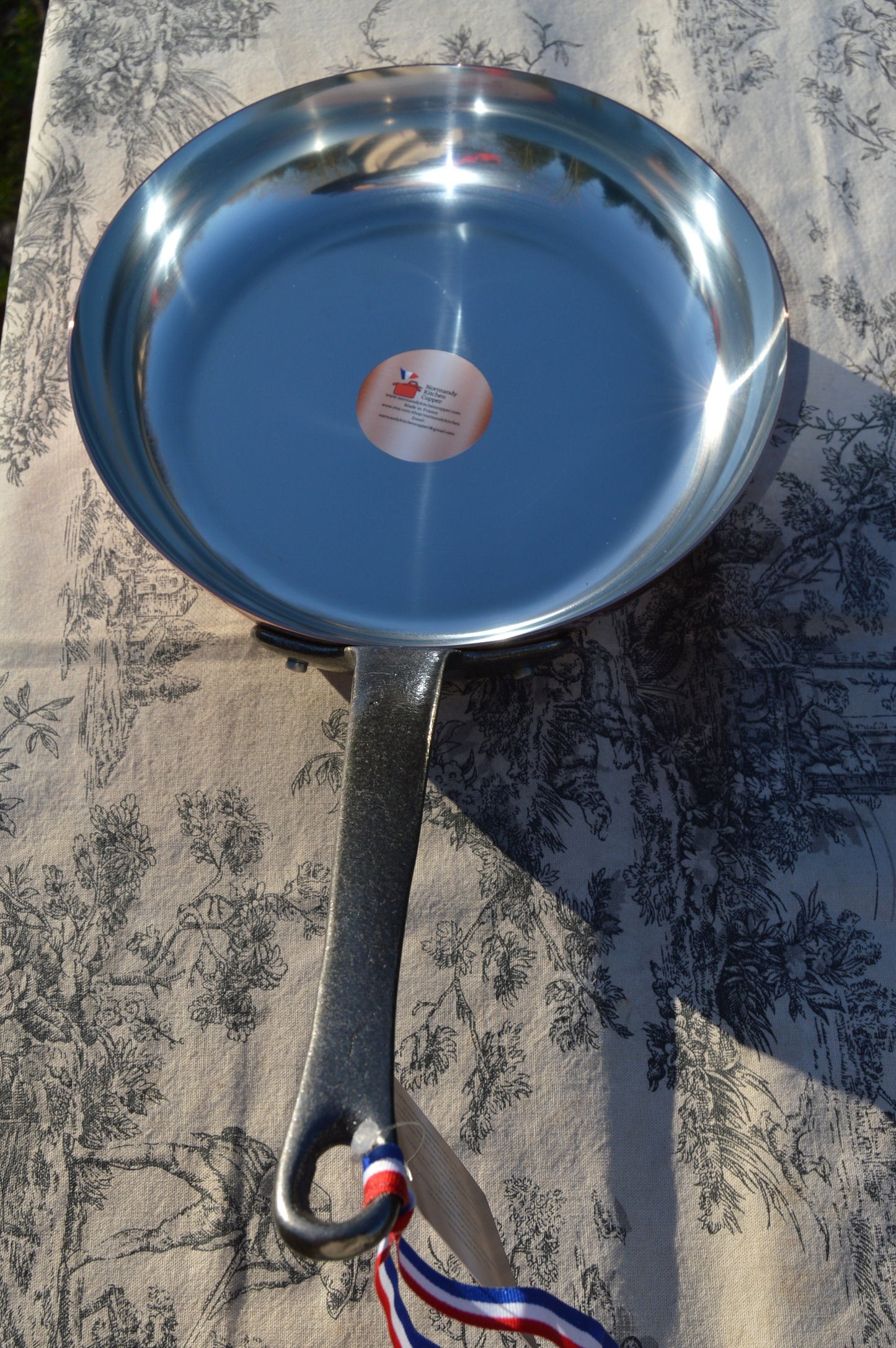 New NKC Copper Fry Pan: Tin Lined, High Sided - 24cm