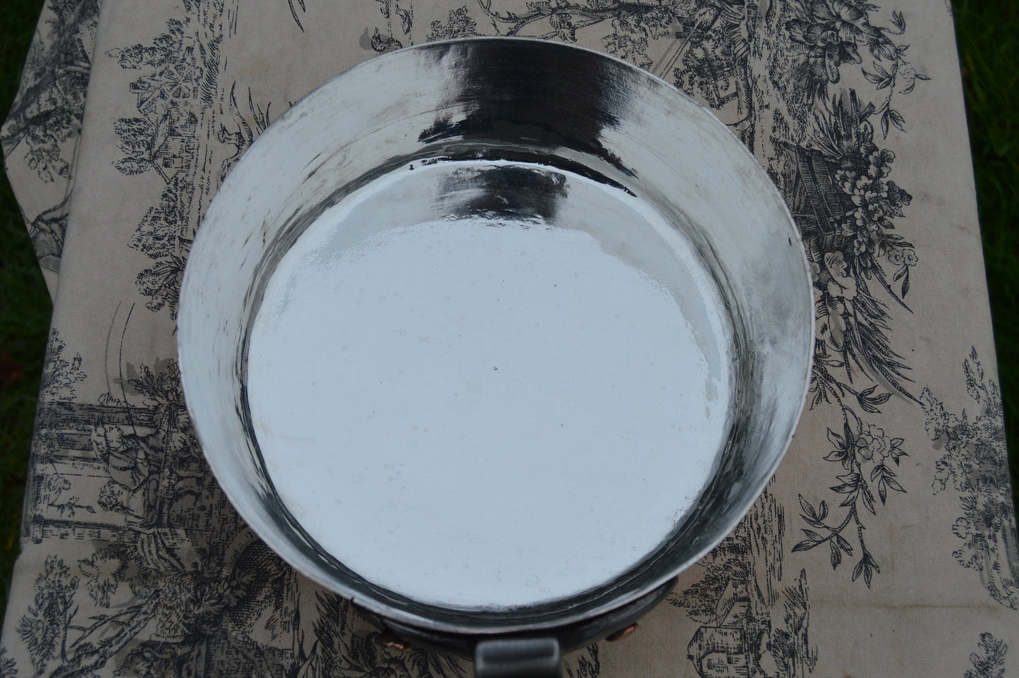 Antique French Copper Saute Pan: New Villedieu Tin Lining, Cast Iron Handle