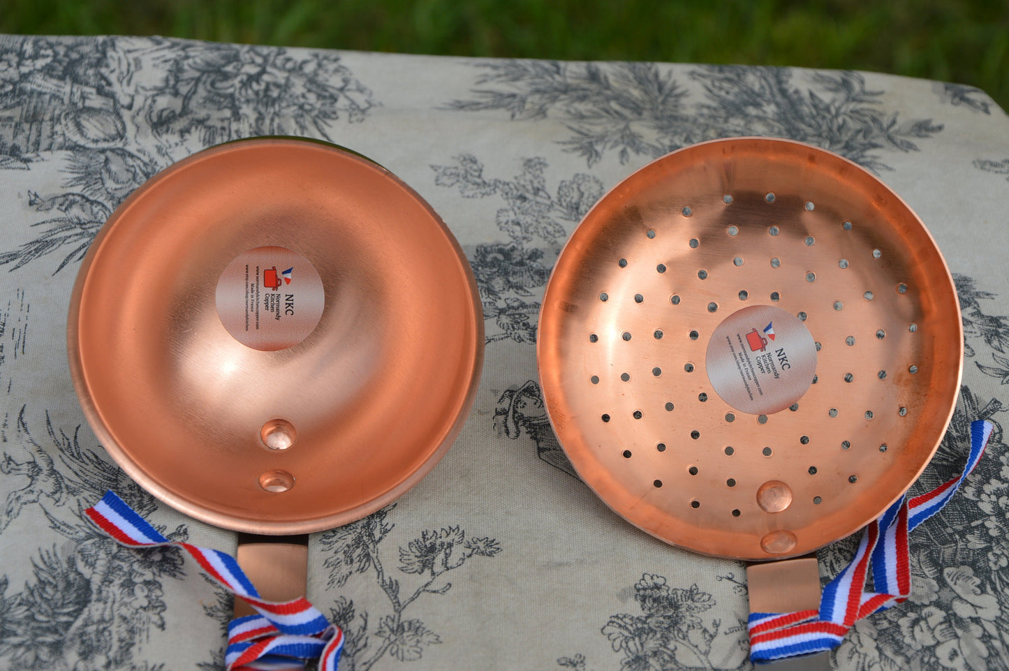 New NKC Copper Skimmer and Ladle from Normandy Kitchen Jam Jelly Louche Ecumoire Stainless Steel Handle New Normandy Kitchen Copper Pair
