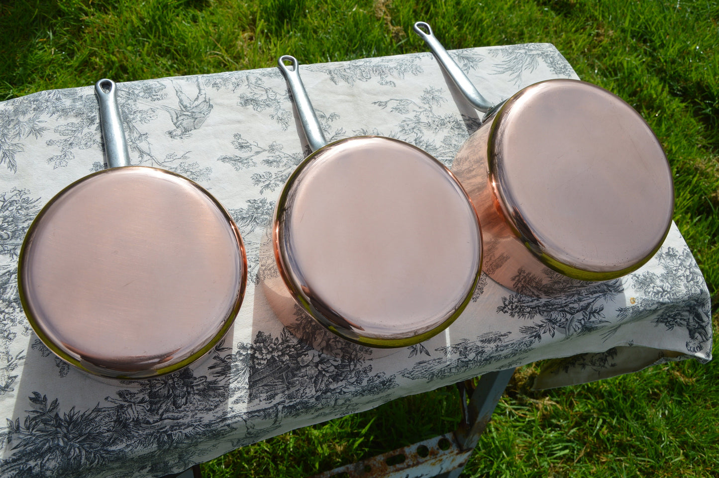 Vintage French Copper Pans - Nickel Lined - Set of 3