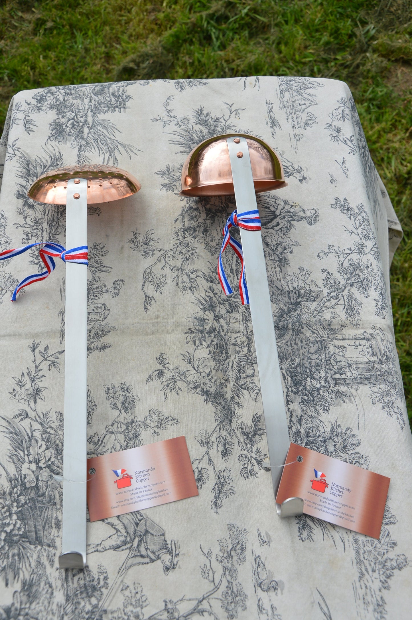 New NKC Copper Skimmer and Ladle from Normandy Kitchen Jam Jelly Louche Ecumoire Stainless Steel Handle New Normandy Kitchen Copper Pair