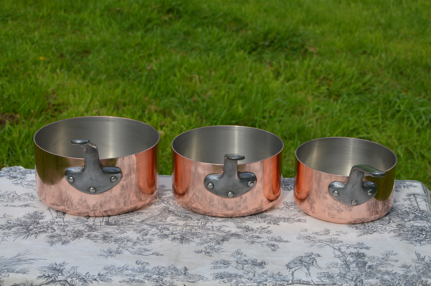 Vintage French Copper Pans - Nickel Lined - Set of 3