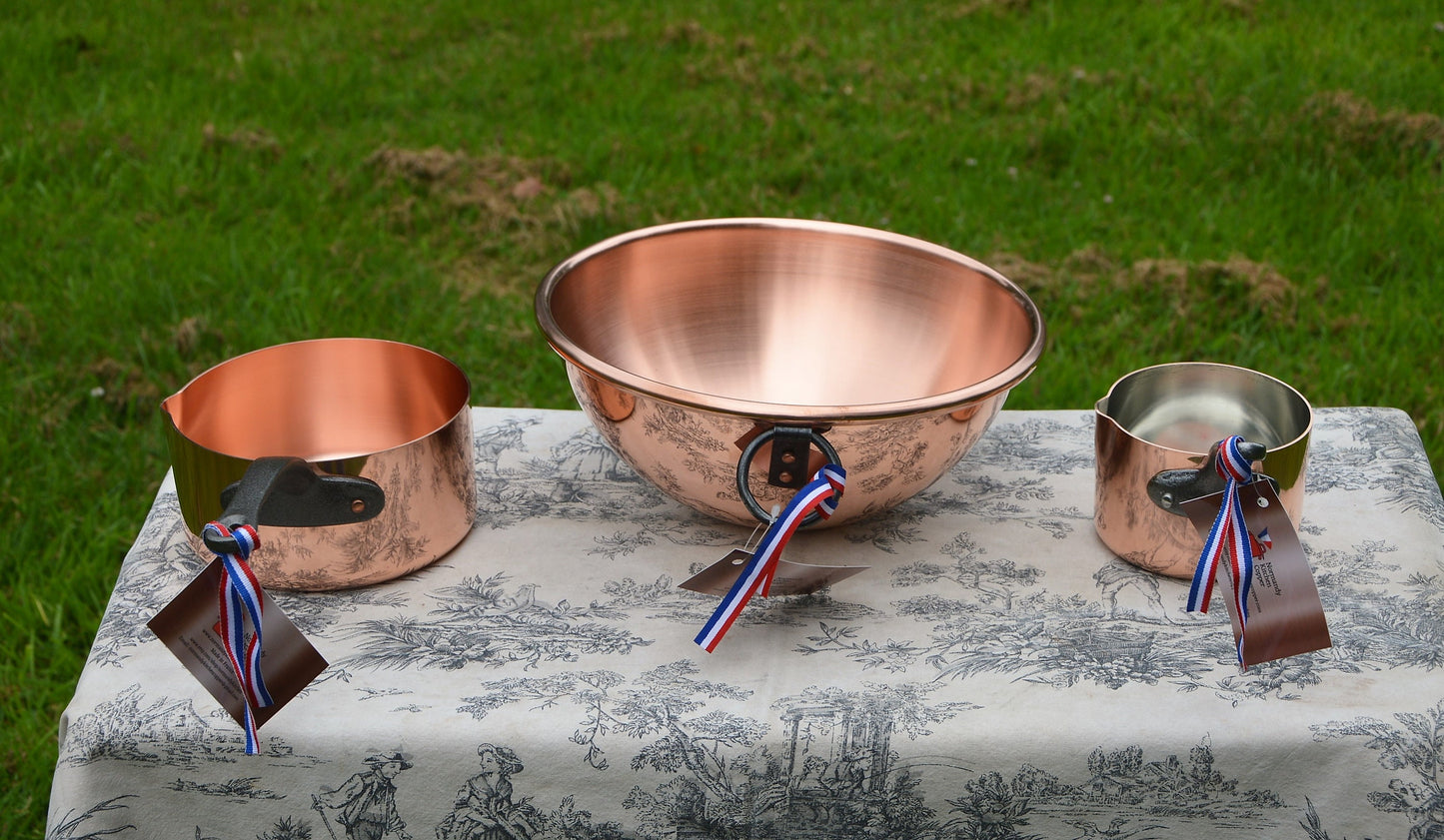 Normandy Kitchen Copper Baking Set: Mixing Bowl, Sugar & Patissier Pans