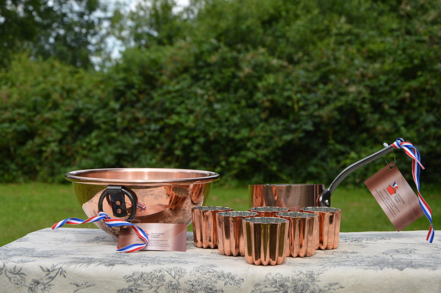 New NKC Caneles Baking Set Set Three Patissier New NKC 20cm Solid Copper Bowl + Patissier Pan + Six 5.5 cm Canneles Normandy Kitchen Copper