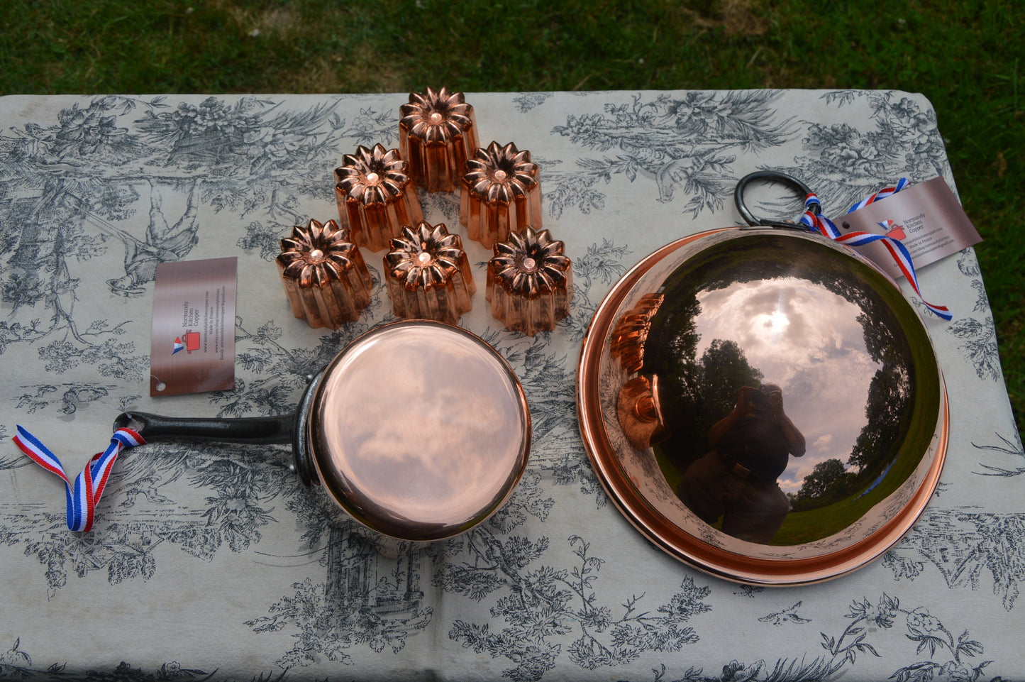 New NKC Caneles Baking Set Set Three Patissier New NKC 20cm Solid Copper Bowl + Patissier Pan + Six 5.5 cm Canneles Normandy Kitchen Copper
