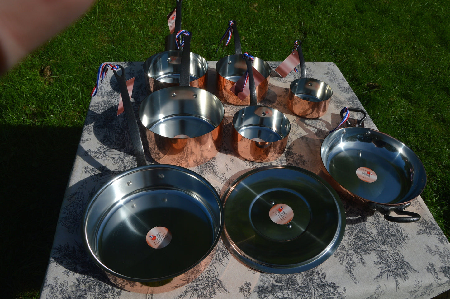 French Kitchen Super Sized Starter Set NKC 12-20cm Saucepans NKC 24cm Oven Dish NKC 24cm Copper Saute and Lid Normandy Kitchen Cotton Sacks