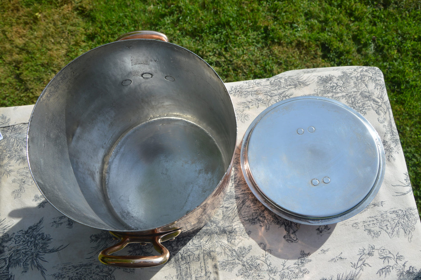 Antique Copper Stockpot Faitout Pan: Refurbished Villedieu French Marmite Pot