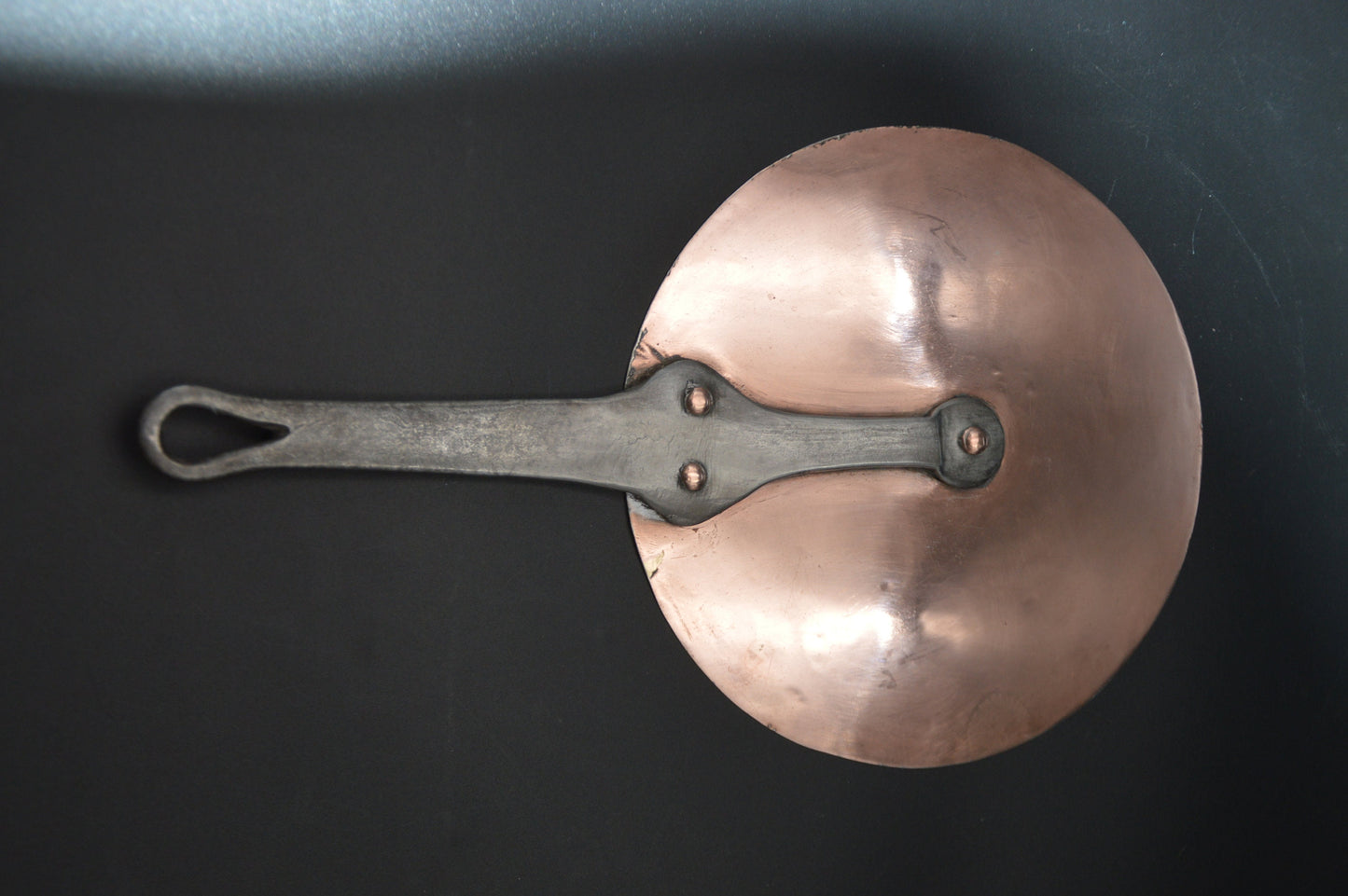Couvercle Antique en étain, nouveau couvercle à poignée en fer français pour poêle de 16/17cm, couvercle Antique anti-éclaboussures, Rivets en cuivre et poignée en fer, joli vieux couvercle