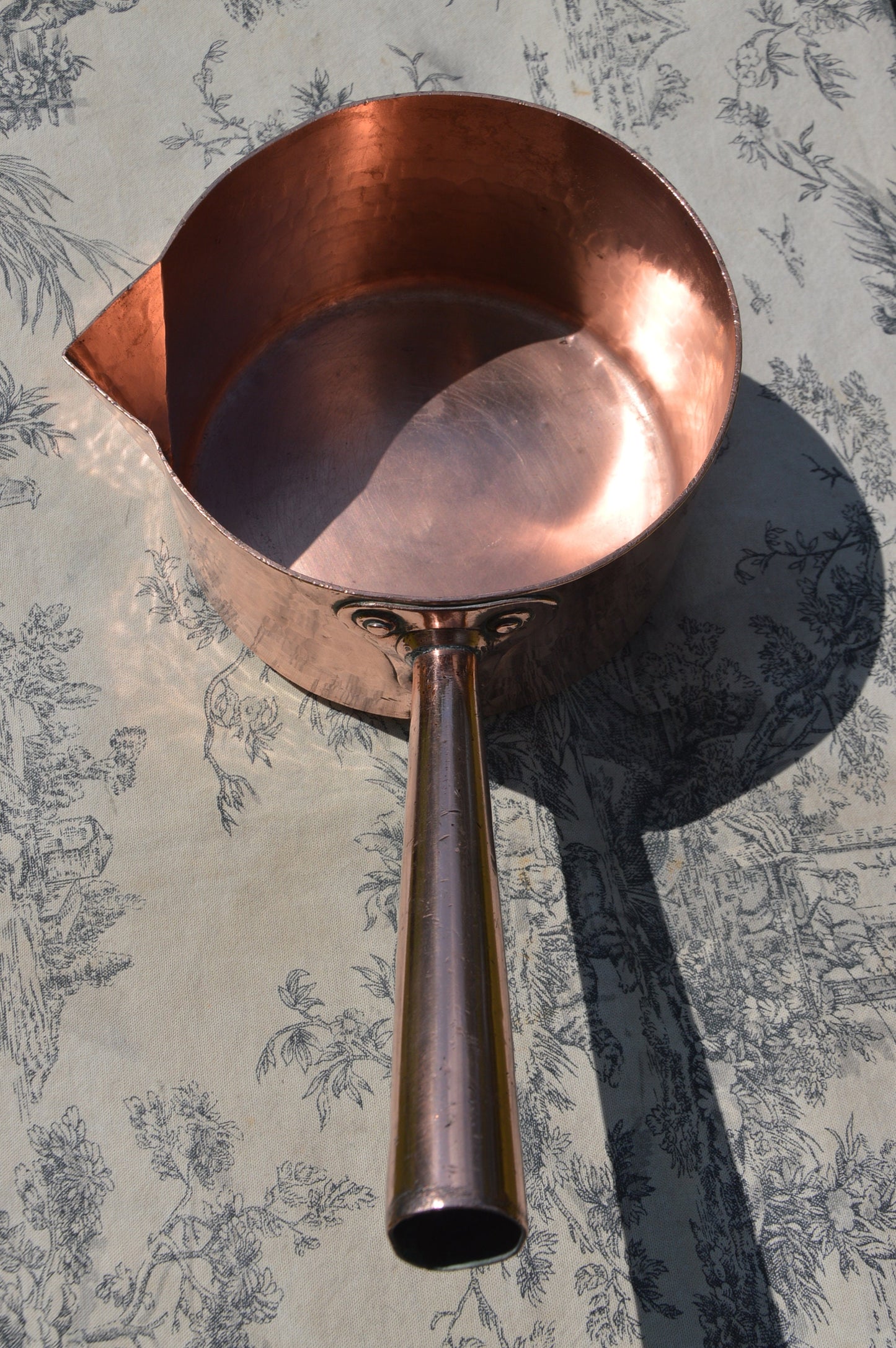 Antique Copper Sugar Pan: Handmade Caramel Patissier Pan