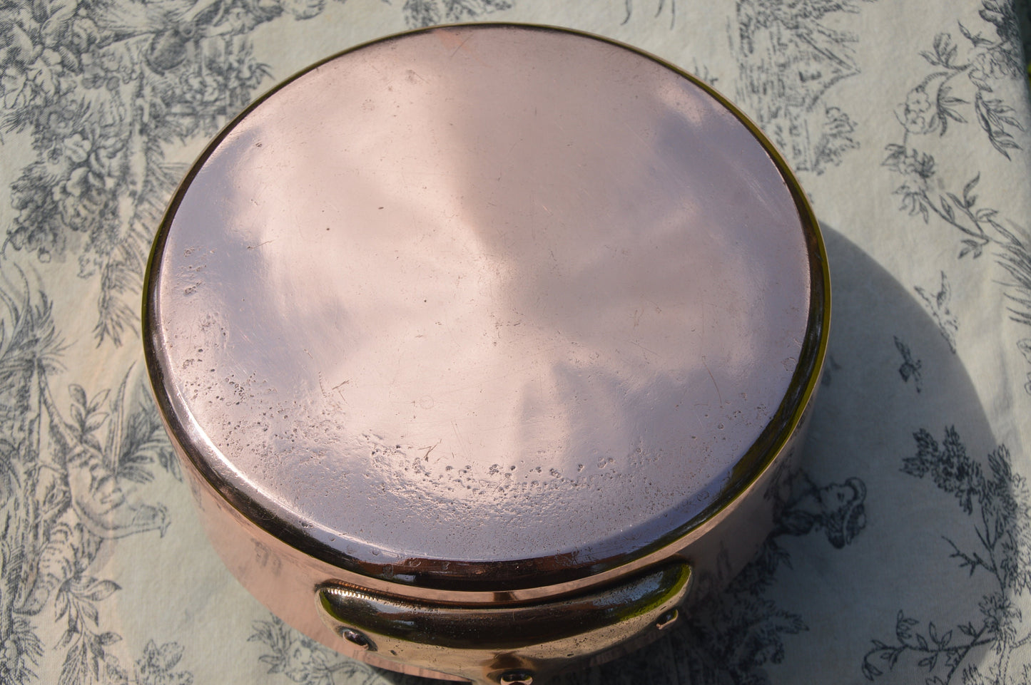 Antique Copper Sauté Pan: Artisan Tin Lining, Bronze Handle, 8"