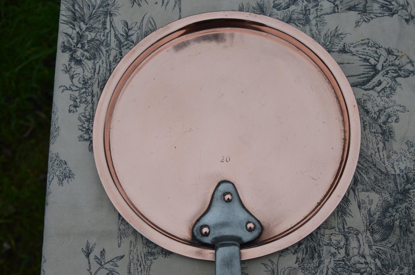 Antique Lid A La Menagere Paris French Copper Professional Saucepan Lid Cast Iron Handles Tin Lined Dents Fits 20cm Pan Couvercle a Degree