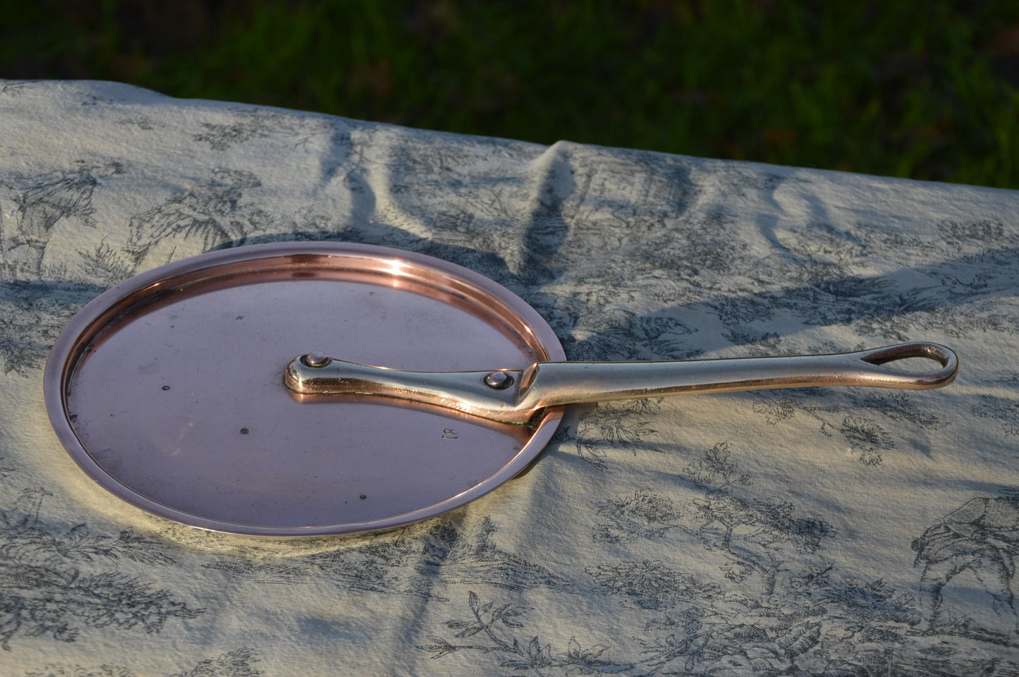 Copper Pan Lid To Fit 18cm Quality New Hand Wiped Tin Lining Proud Copper Rivets Copper Pan Lid Stick Lid Lollipop Lid Bronze Handle Heavy