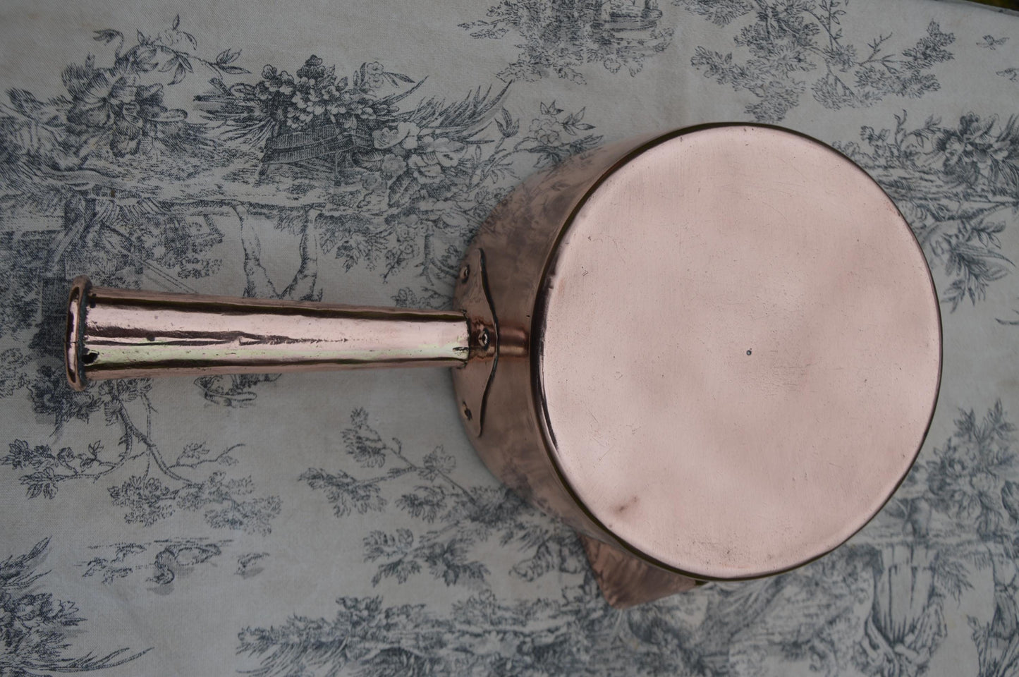 Antique Copper Bakery Pan: Tinned Chef Pâtissier Pan with Spout