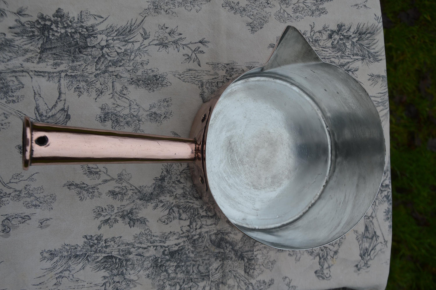 Antique Copper Sugar Pan: Tinned Chef Pâtissier Pan with Spout