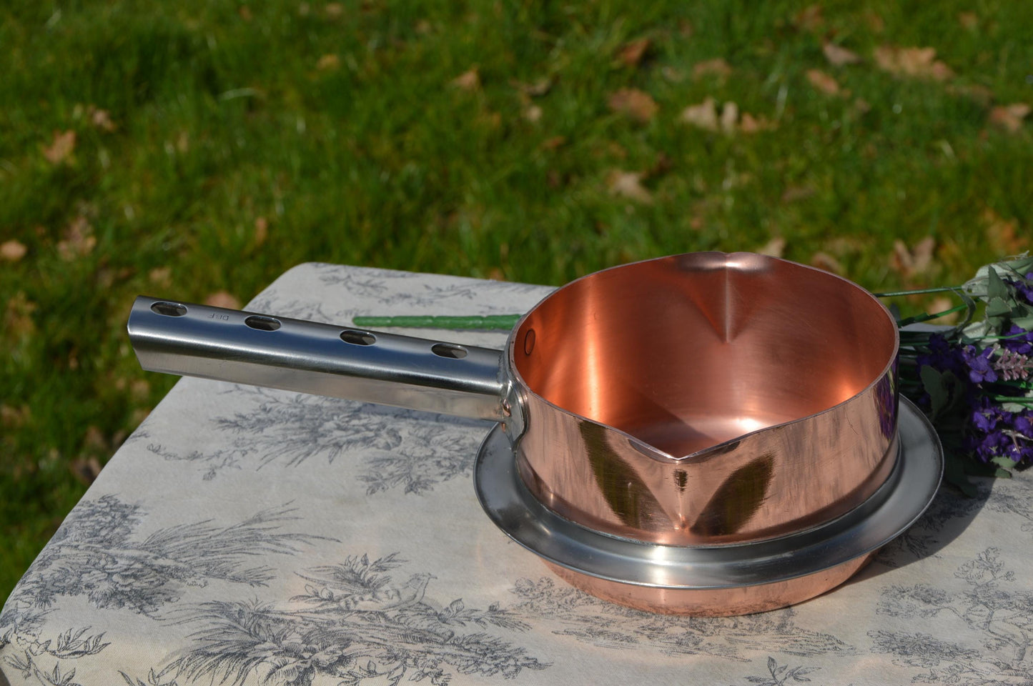 Vintage Copper Bain Marie Pan: French Patisserie Poacher, Steel Skirt (16cm)