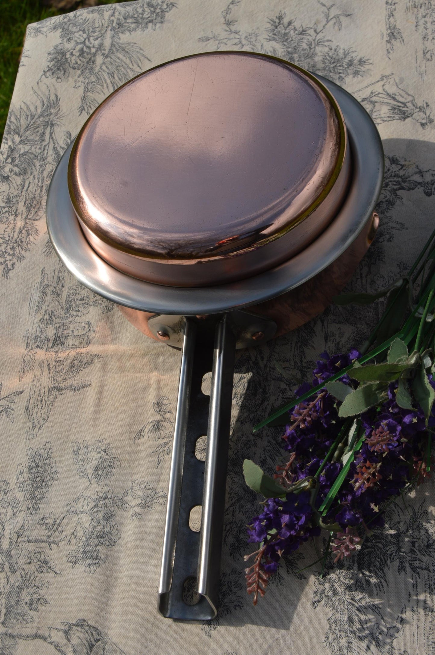 Vintage Copper Bain Marie Pan: French Patisserie Poacher, Steel Skirt (16cm)