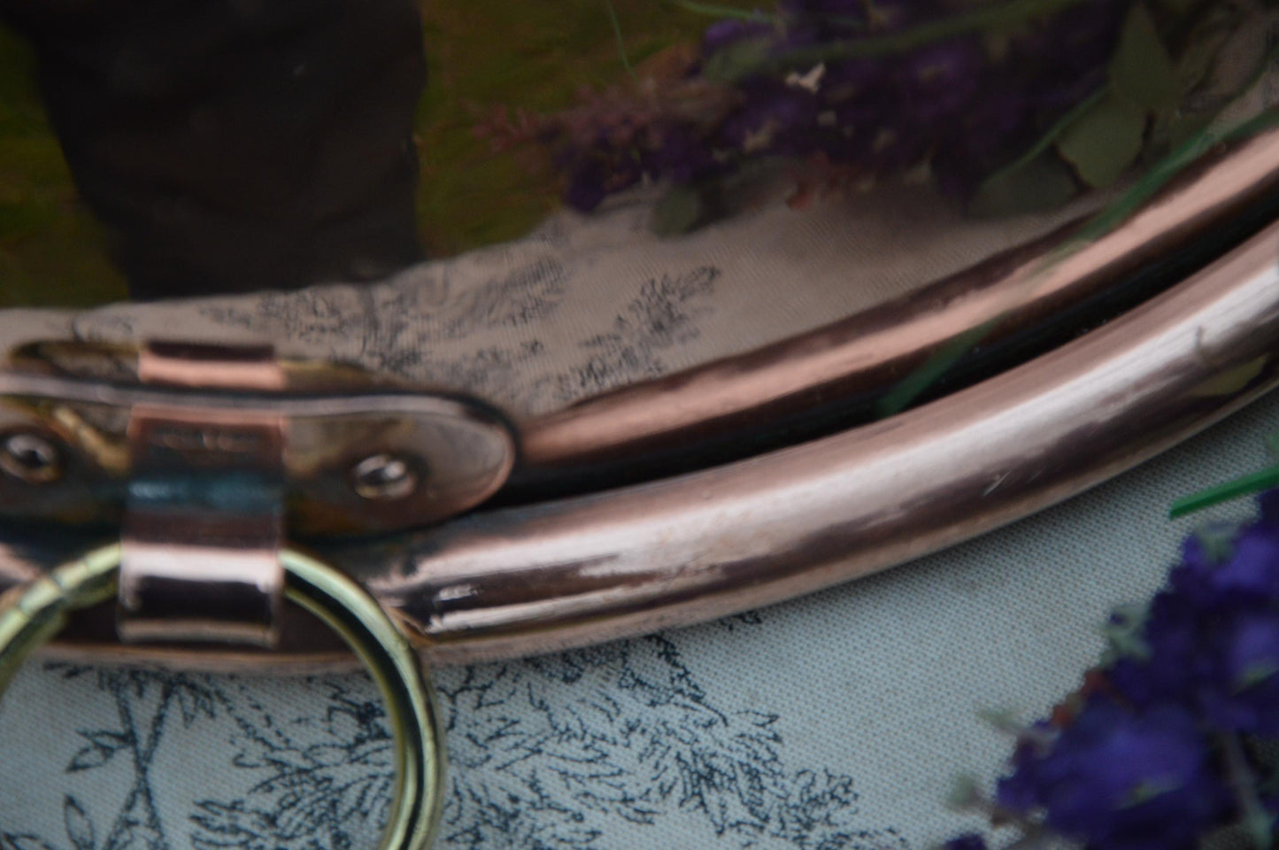 Large Antique French Copper Mixing Bowl: Kitchen Cuisine Decor 17 inch 38cm