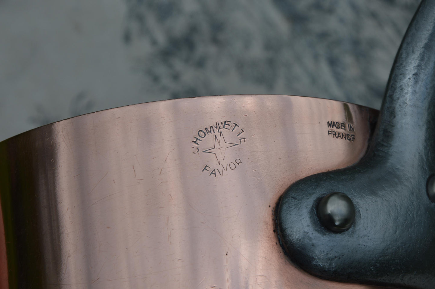 Vintage Chomette Favor Saucepan French Copper 14cm 5 1/2 inch 3mm New Tin Lined Professional Sauce Pan Butter Pan 1.3 k Cast Iron Handle