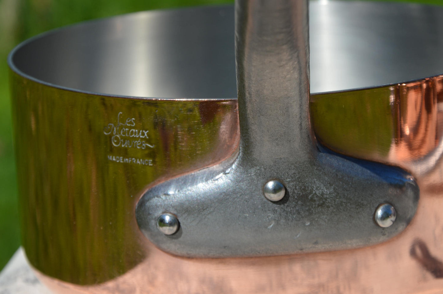 Copper Pans Metaux Ouvres 1.6-1.7mm Stainless Steel Lined Vintage French Copper Profession Cast Iron Handles Used Vintage Set Pans