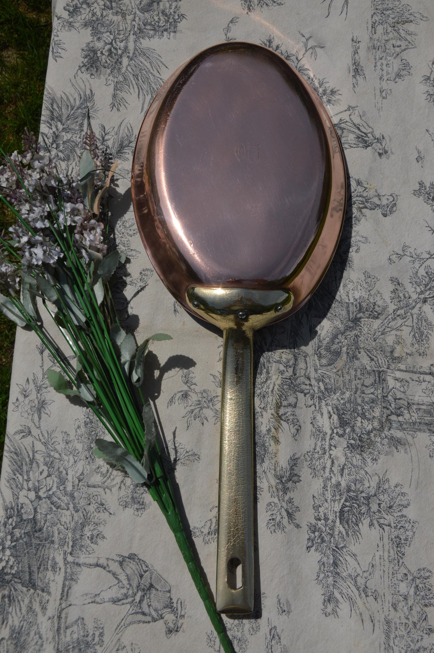 French Faymont Copper Skillet: Stainless Steel Interior, Bronze Handle, 26cm