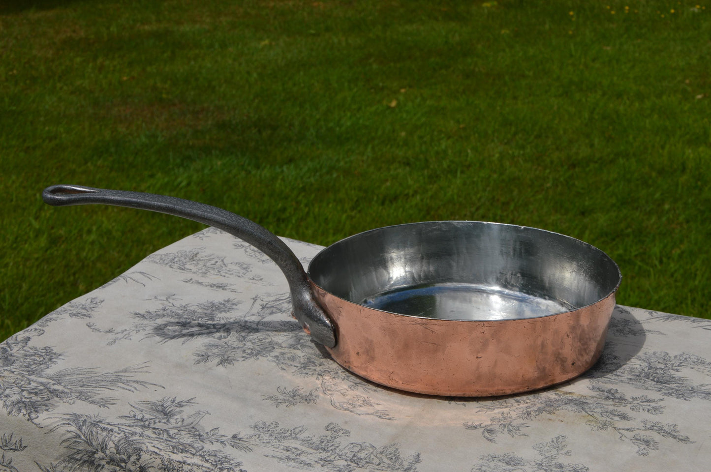 Antique Copper Sauté Pan: 1800s French Kitchen, Newly Hand-Tinned