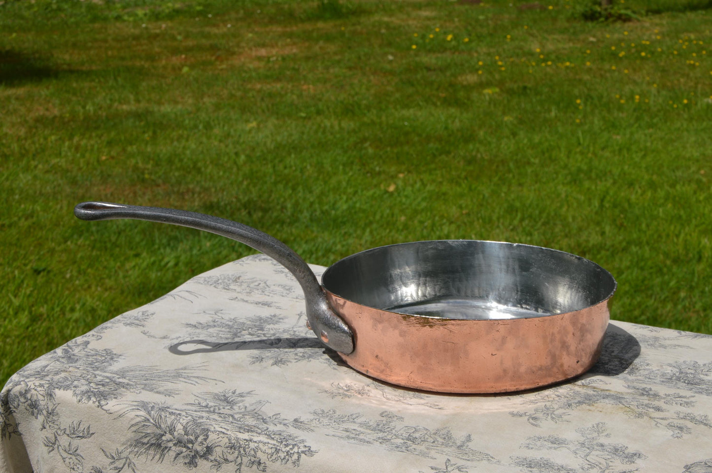 Antique Copper Sauté Pan: 1800s French Kitchen, Newly Hand-Tinned