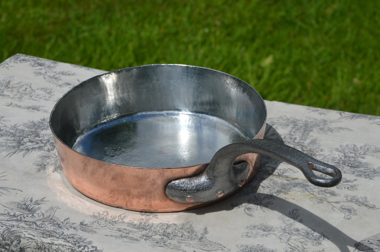 Antique Copper Sauté Pan: 1800s French Kitchen, Newly Hand-Tinned