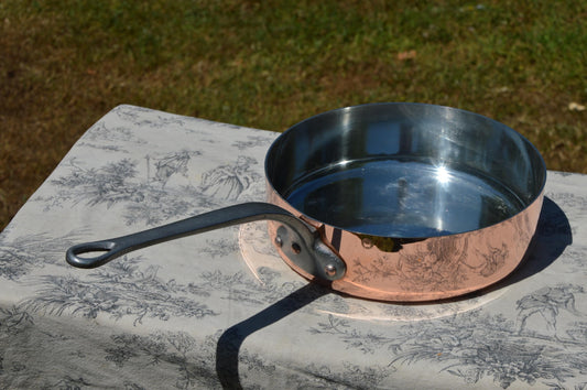 Vintage Serie Speciale Villedieu Copper Saute Pan: 24cm 9 1/2 inch French Cookware, Hand-Tinned